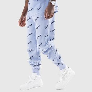 Lacoste Men's Live All Over Logo Signature Jogger Pants Blue Light Purple